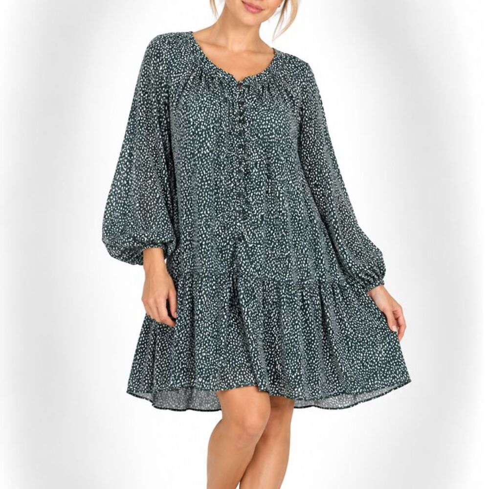 Joie Arctic Animal Spot Green Balloon Sleeve Dress XXL NWT $378